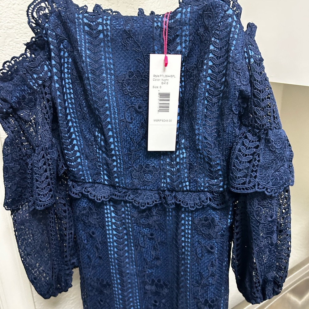 Parker Midnight Blue Lace Mini Dress
